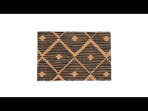 Paillasson coco avec motif géométrique Noir - Marron - Fibres naturelles - Matière plastique - 60 x 2 x 40 cm