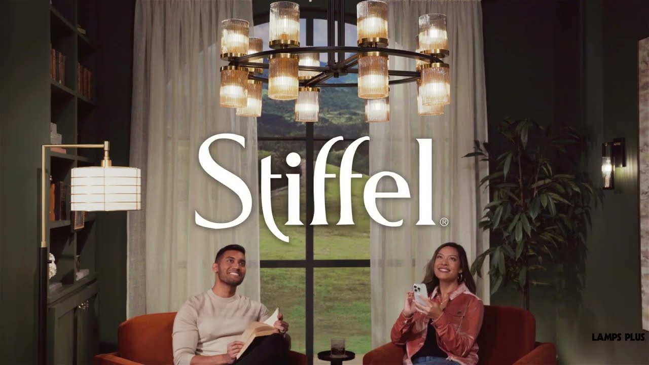 Video 1 Watch A Video About the Stiffel Palais Modern Black and Brass 16 Light Ring Chandelier