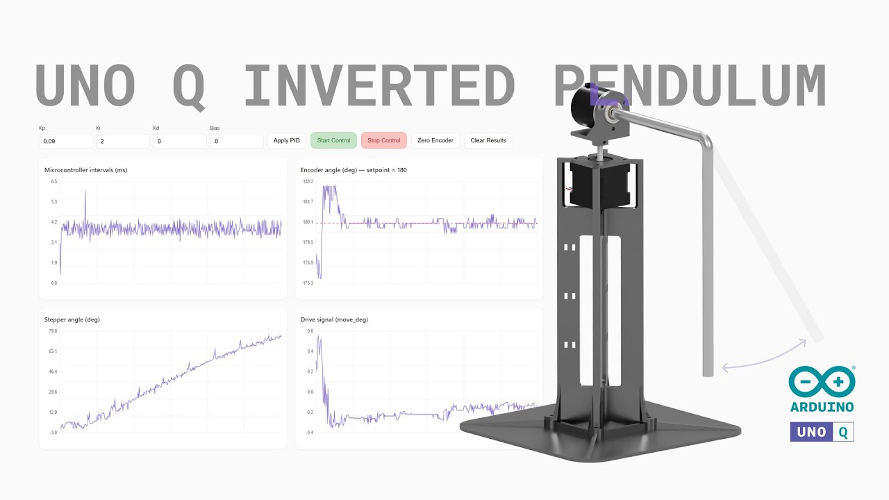 Arduino UNO Q Inverted Pendulum PID Controller + UI