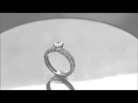 18K WHITE GOLD ROUND CUT DECO ANTIQUE STYLE DIAMOND ENGAGEMENT RING 1.25CTW - KNR INC - 465