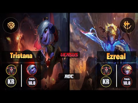 GrandMaster TRISTANA [Press the Attack] (ADC) VS  EZREAL - Grandmaster KR Patch 10.8