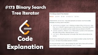 YouTube video 'Binary Search Tree Iterator | Live Coding with Explanation | Leetcode - 173'