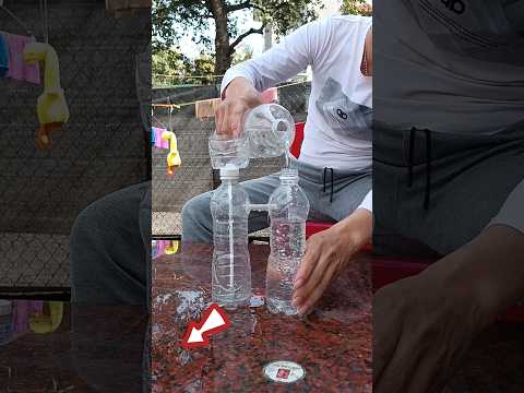 Pump without motor, homemade from discarded plastic bottles