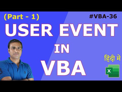 User Event in Excel VBA (Part-1) | In Hindi | #VBA – 36