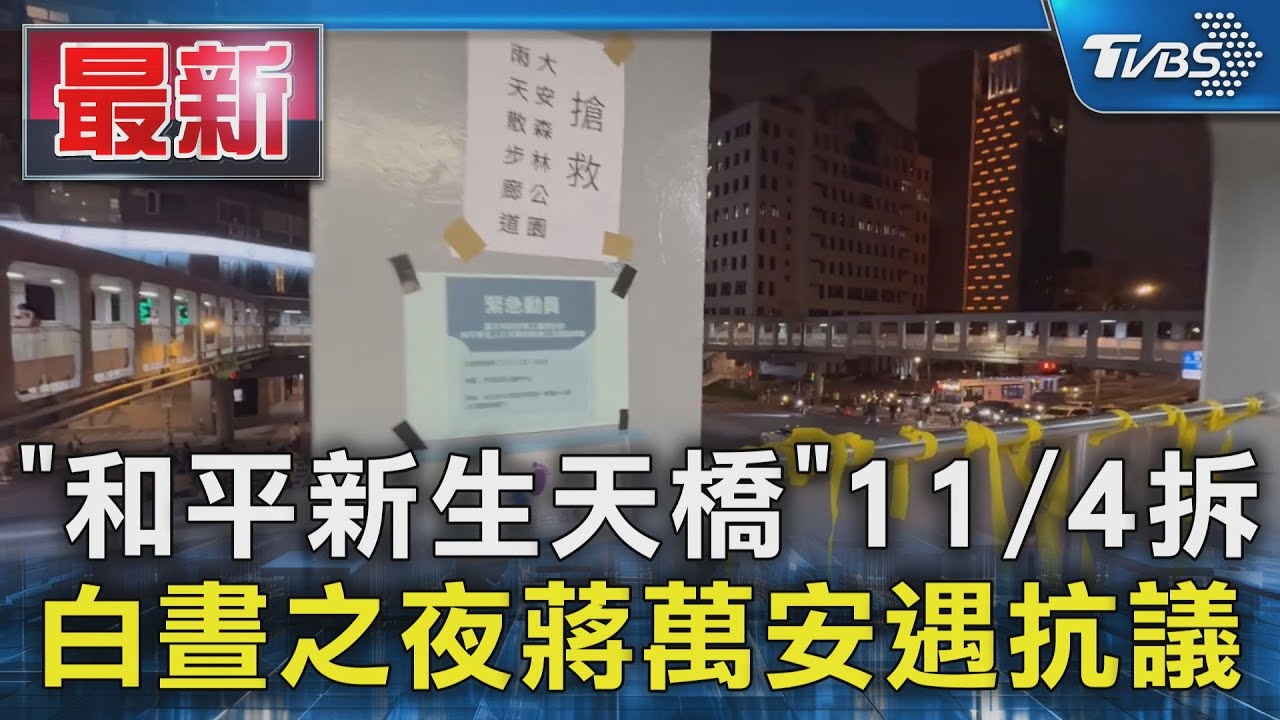 蔣萬安白晝之夜致詞!突遭舉標語抗議:和平新生天橋不能拆