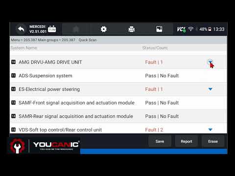 Diagnose Mercedes-Benz W205 C Class AMG with YOUCANIC Scanner