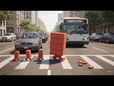 The Strangest Traffic Jam EVER! A Brick Family Crosses the Road