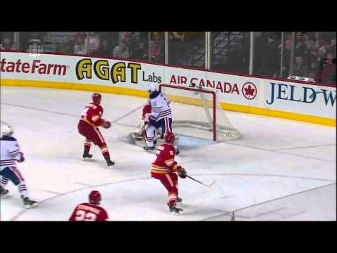 Justin Schultz goal 26 Jan 2013 Edmonton Oilers vs Calgary Flames NHL Hockey