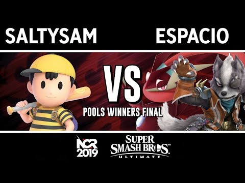 NCR 2019 SSBU - SaltySam (Ness) Vs. 4JAM | 8BIT | Espacio (Greninja, Wolf) - Pools Winners Final