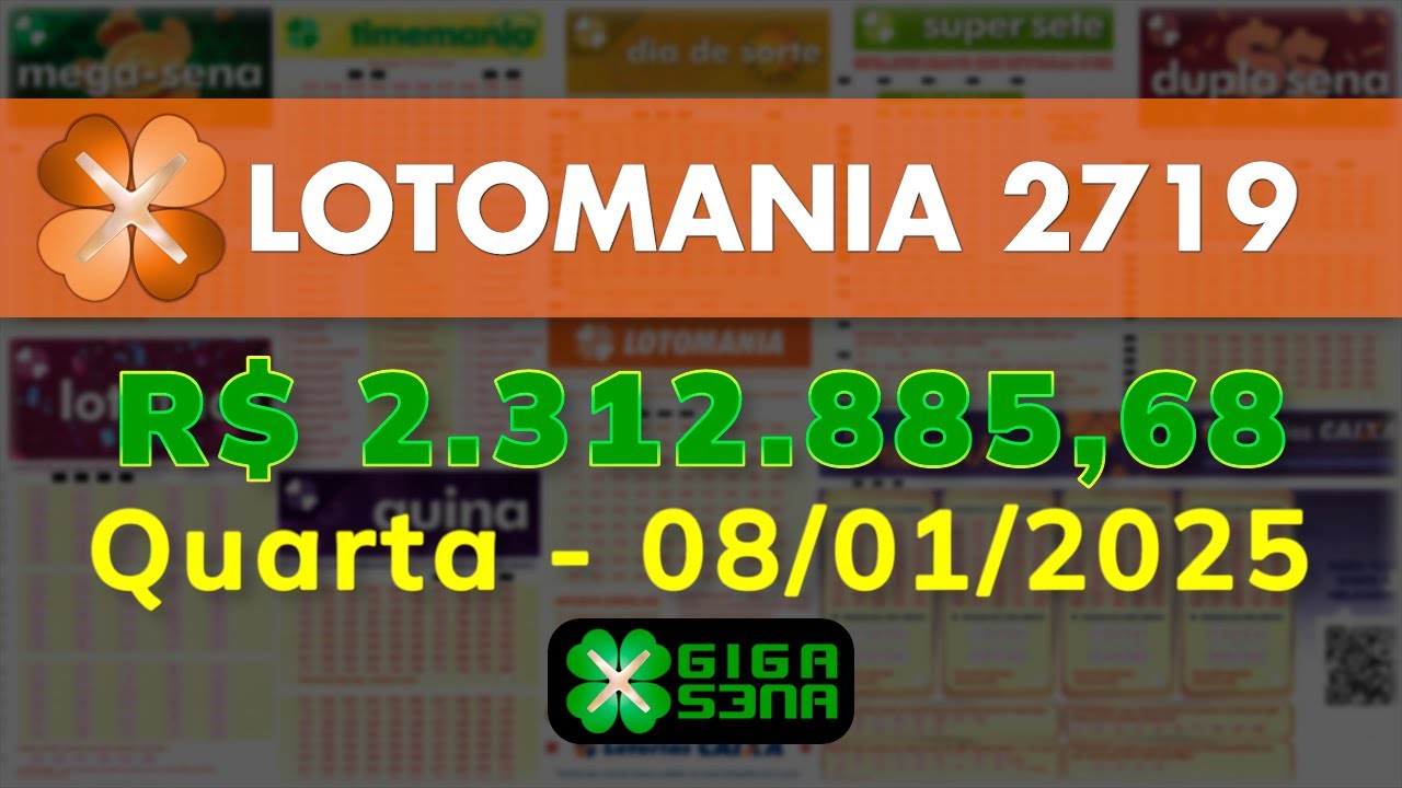 Resultado da Lotomania 2719, Quarta-feira, 08/01/2025 | GIGA-SENA