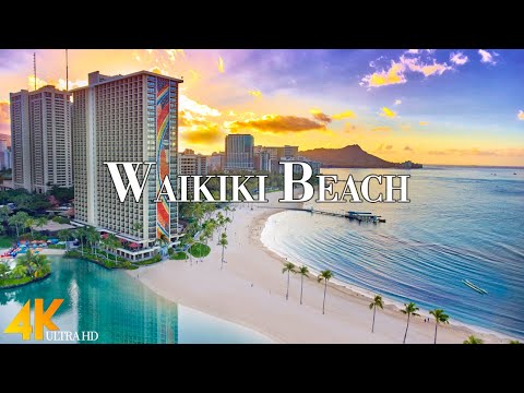 Waikiki Beach, Hawaii 4K Ultra HD • Stunning Footage, Scenic Relaxation Film with Calming Music.