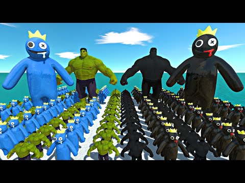 Rainbow Friends Blue Team + Hulk Team vs Shadow Itself - Animal Revolt Battle Simulator
