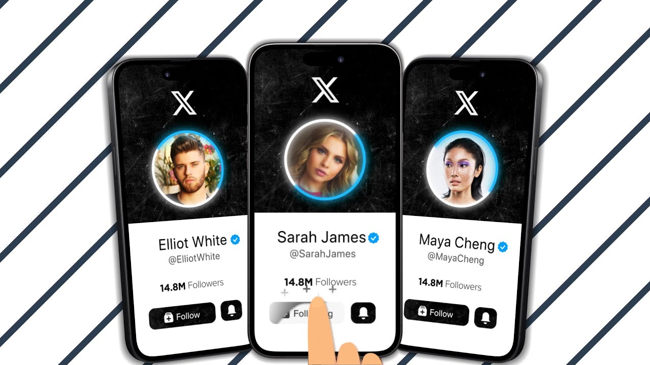 X (Twitter) 3D Phone Animation – Follow & Bell Call to Action