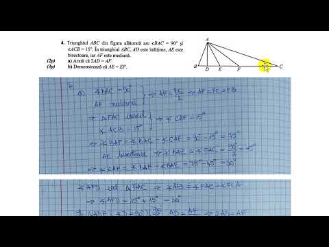 Triunghiul ABC din figura alaturata are unghiul BAC =90 grade si unghiul ACB=15 grade