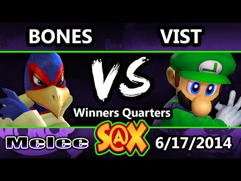 S@X Weekly - Bones (Falco) Vs. Vist (Luigi) SSBM Winners Quarters - Smash Melee