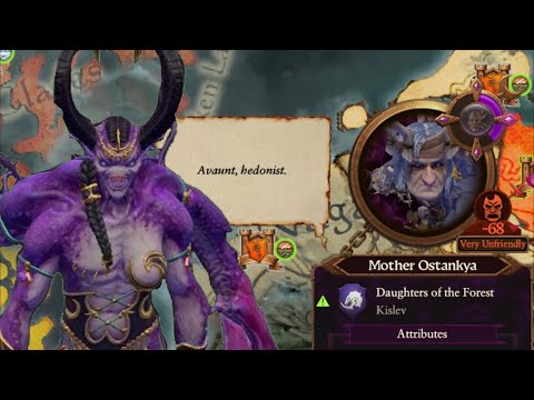 Mother Ostankya's Diplomacy Lines for Slaanesh. Total War Warhammer 3