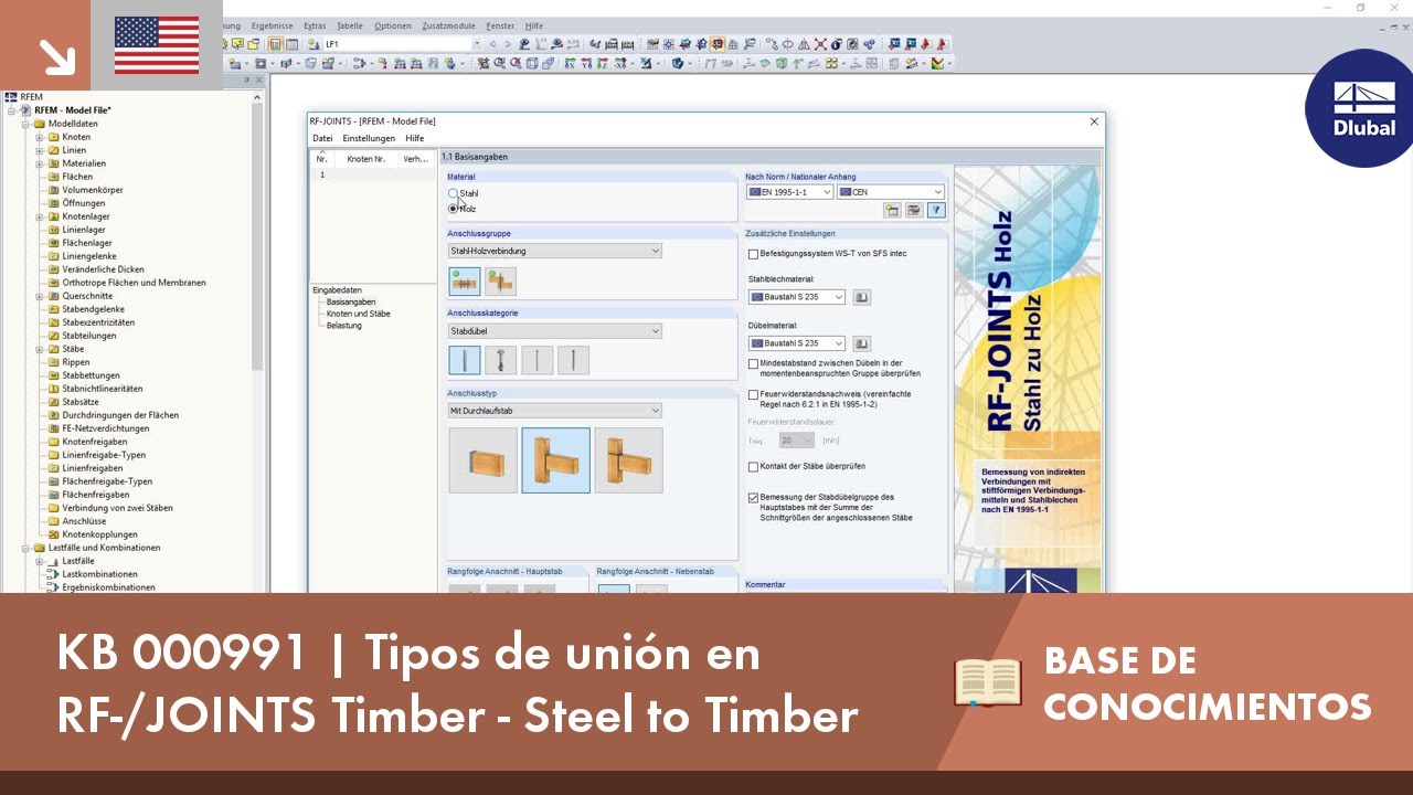 KB 000991 | Tipos de unión en RF-/JOINTS Timber - Steel to Timber