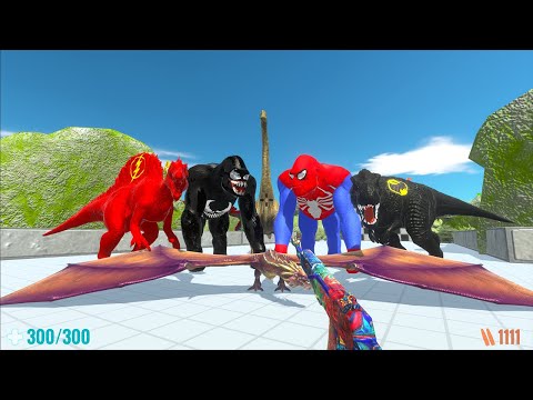 FPS AVATAR SPEED RACE VS BATMAN T REX VS FLASH SPINOSAURUS - Animal Revolt Battle Simulator