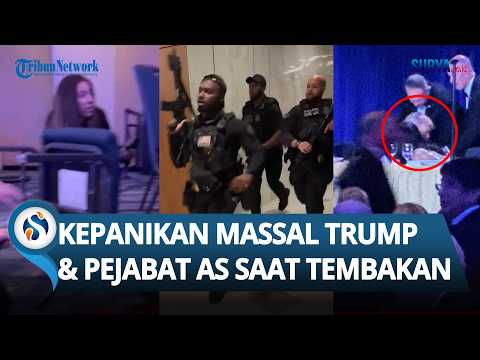 REKAMAN KEPANIKAN MASSAL Trump & Pejabat AS saat Ada Suara Tembakan di Acara Makan Malam