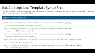 Download the video "jinja2 exceptions Template Syntax Error Unexpected end of template | Flask | Python  | Aryadrj | IT"