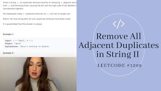 Download the video "Remove All Adjacent Duplicates in String II - LeetCode (Solution & Explanation | JavaScript)"