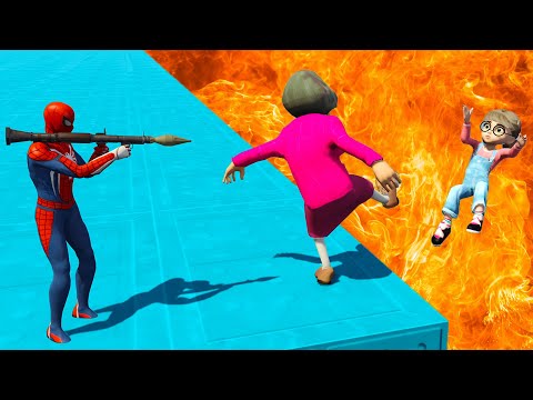 Scary Teacher 3D - Spiderman Saves Nick & Tani - Spiderman Vs Miss'T and Icescream - Game Animation