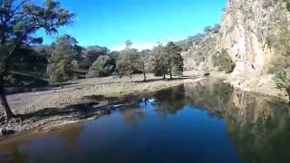 Drone camera footage of scenic Turon River, Australia