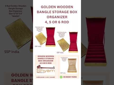 6 rod golden wooden bangle storage box organizer