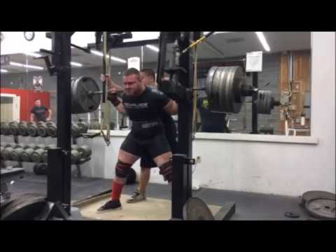 ANDREW HAUSE squats 855lbs/387.82kgs at 19 years old raw w/wraps  @248lbs