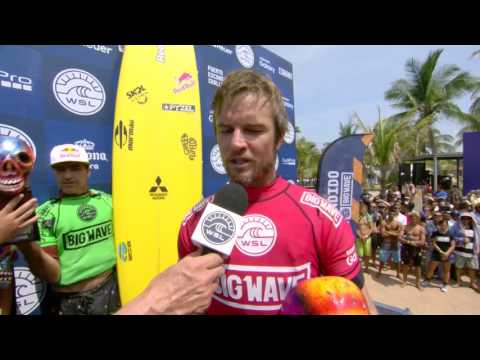 Grant “Twiggy” Baker (ZAF) charged through towering barrels at the 2016 Puerto Escondido Challenge