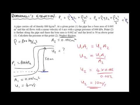 Bernoulli's Equation Example Calculations