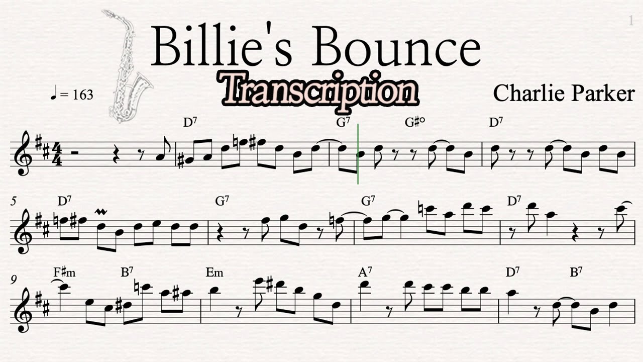 Charlie Parker - Billie's Bounce (Transcription)