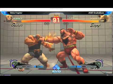 EVO 2013 - Super Street Fighter IV AE Semifinals - Veloc1raptor vs AGE SnakeEyez