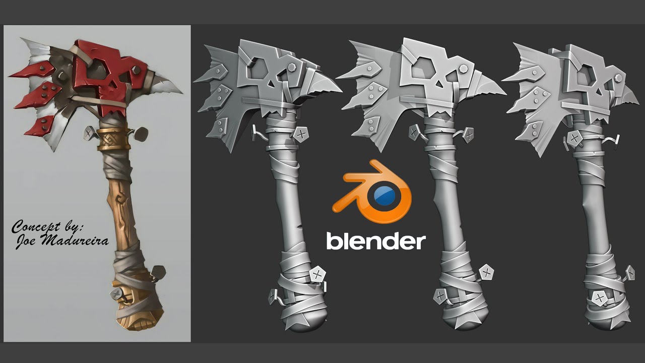 Warhammer Axe Hard Surface Modeling in Blender 4 2