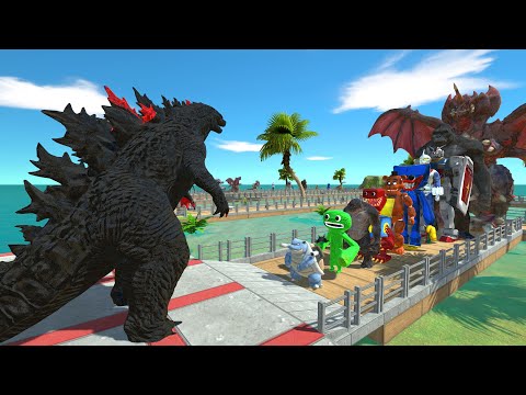 Godzilla Black vs Boxy Boo OASIS DEATH RUN - Animal Revolt Battle Simulator
