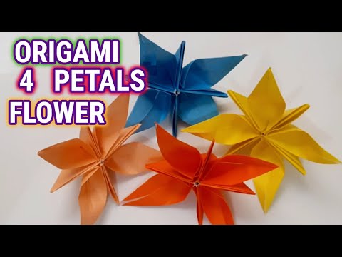 Origami Simple and Beautiful 4 Petals Flower - 4 Petal Paper Flower - Origami Flower