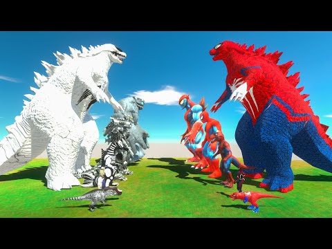 Team White Anti-Venom Godzilla 2014 VS Team Spiderman Godzilla of Evolution Size Comparison