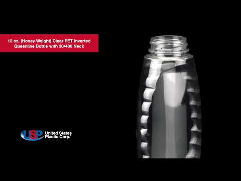 12 oz (Honey Weight) Clear PET Inverted Queenline Bottle | U.S. Plastic Corporation®