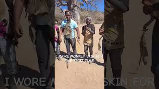 Wearing Monkey Skin in hadzabe. #hadzabe #hadzabetribe #primitive