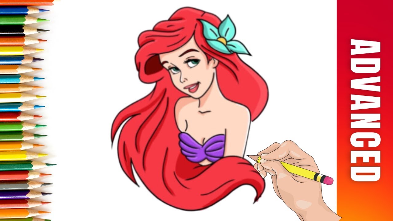 How to Draw Ariel The Little Mermaid ⭐ EASY Drawing Tutorial