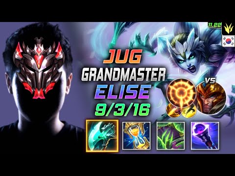 GrandMaster Elise Jungle vs Jarvan IV - 천상계 장인 정글 엘리스 템트리 룬 밤수 집공 エリス Элиза 蜘蛛女皇 伊莉絲 - KR 11.22