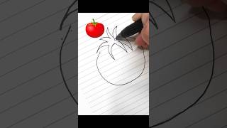 Tomato 🍅single line art #shortsvedio #shorts #painting #tomato #singlelineart #onelinedrawing #yt