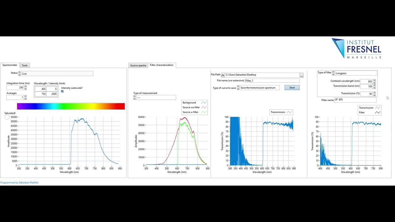 [Labview] Spectrometer Ocean Optics - Measurement of a filter transmission curve