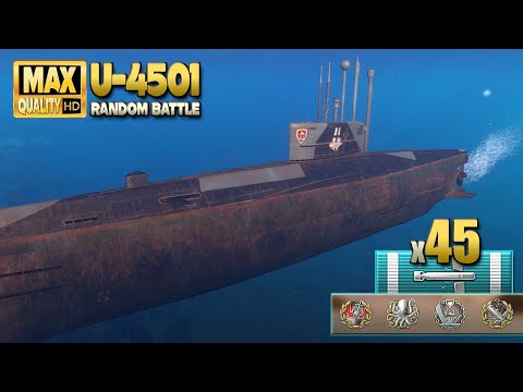 Submarine U-4501 with huge 45 torpedo hits - World of Warships