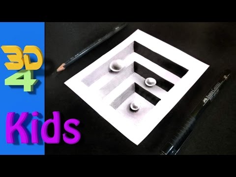 easy 3d drawing draw Hole in paper step by step for kids and beginners