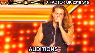 Giovanni Spano sings 2nd song “Iris “ MUSCLE GUY Rock &#39;n&#39; Roll Guy AUDITIONS week 3 X Factor UK 2018