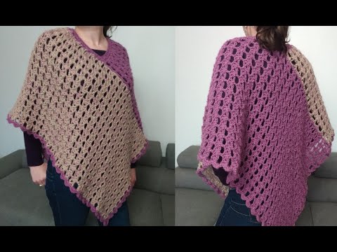 Poncho crosetat din doua dreptunghiuri