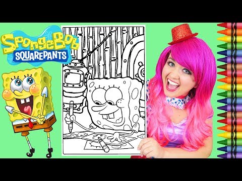 Coloring SpongeBob Squarepants Drawing GIANT Coloring Book Page Crayola Crayons | KiMMi THE CLOWN Video