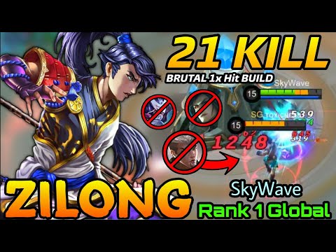 21 Kills Zilong 9.500+ Matches Show No Mercy!! - Top 1 Global Zilong by SkyWave - MLBB