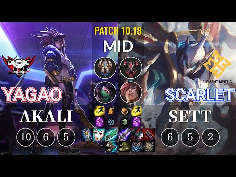 JDG Yagao Akali vs EM Scarlet Sett Mid - KR Patch 10.18
